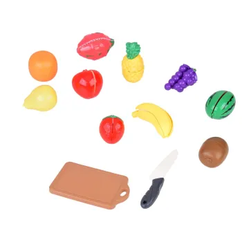 Plastikowe Owoce do Krojenia + Deska Nóż Zestaw do Zabawy w Kuchni ZA5248