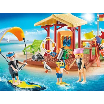 elementy rekreacyjne: leżak i altanka z klocków playmobil