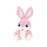 zbliżenie na twarz pluszowego królika z okrągłymi oczkami i pyszczkiem