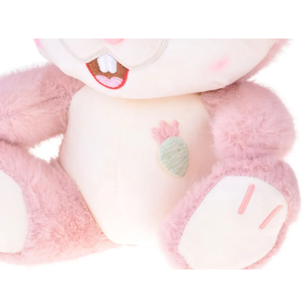 pluszowy królik z długimi, zaginanymi uszami w różnych pozycjach