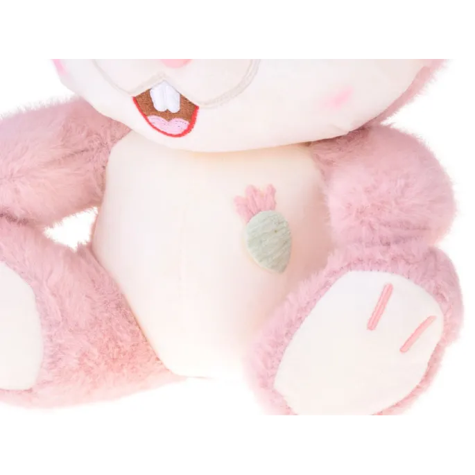 pluszowy królik z długimi, zaginanymi uszami w różnych pozycjach