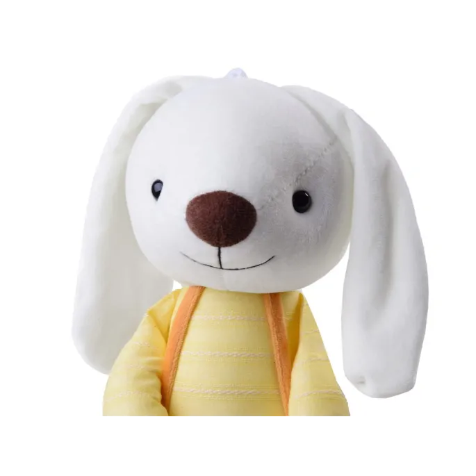 Detale stroju – królik w spodenkach na szelkach i pasiastej koszulce