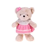 detal różowej sukienki z koronką na pluszowym misiu zuzia