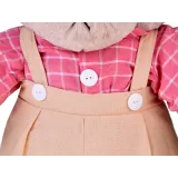 pluszowy miś filip trzymany w rękach, prezentacja tkaniny