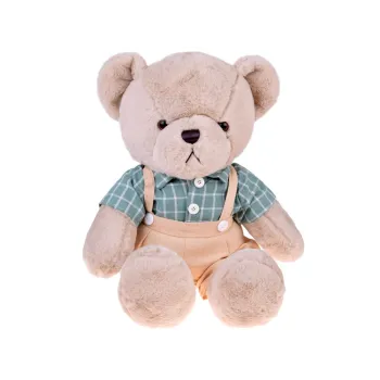 Pluszowy MIŚ - beżowy Franek 58cm w zielonej VINTAGE koszuli ZA5923 B