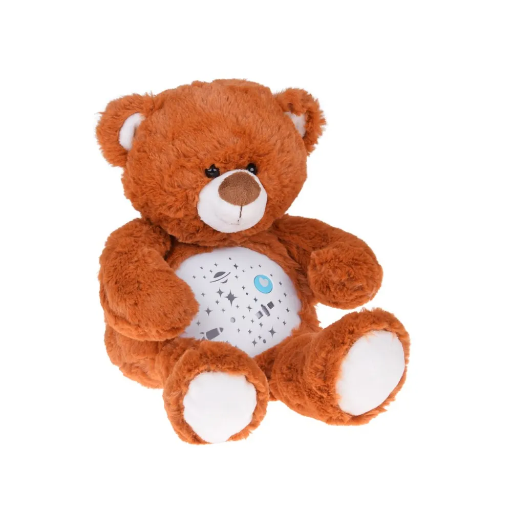 Brązowa maskotka miś z wyszywanym noskiem i błyszczącymi oczkami