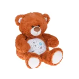 Brązowa maskotka miś z wyszywanym noskiem i błyszczącymi oczkami