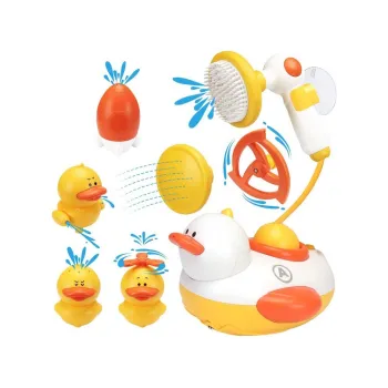 trzy małe kaczuszki z różnymi efektami rozpryskiwania wody