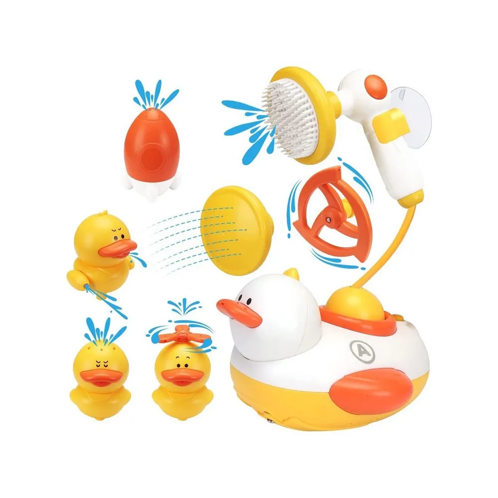 trzy małe kaczuszki z różnymi efektami rozpryskiwania wody