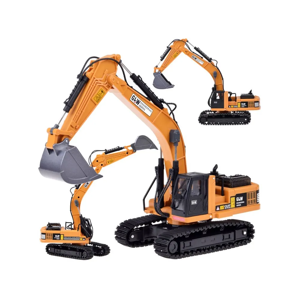 Zabawka budowlana koparka z ruchomym ramieniem w pełnej okazałości