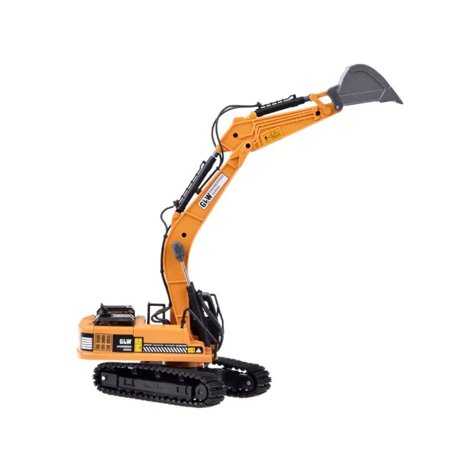 Dziecko bawi się koparką z otwartą klapą i wydawanymi dźwiękami