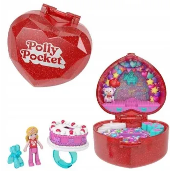 Polly Pocket 80-lecie Rocznicowy zestaw serduszko z laleczką i pierścionkiem
