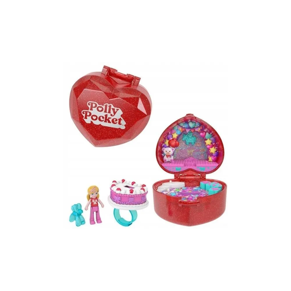 Polly Pocket 80-lecie Rocznicowy zestaw serduszko z laleczką i pierścionkiem