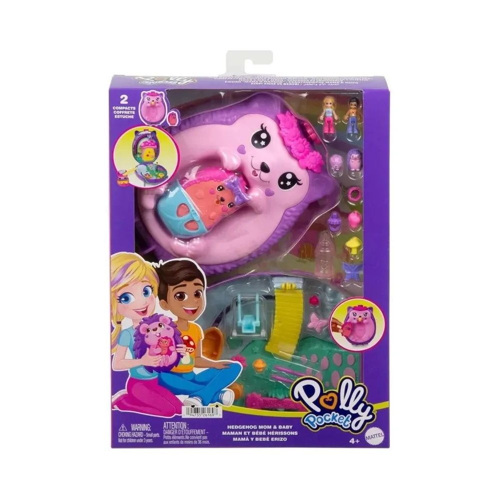 Polly Pocket Rodzina Jeżyków Kompaktowa Torebka w kształcie jeża, widok z przodu