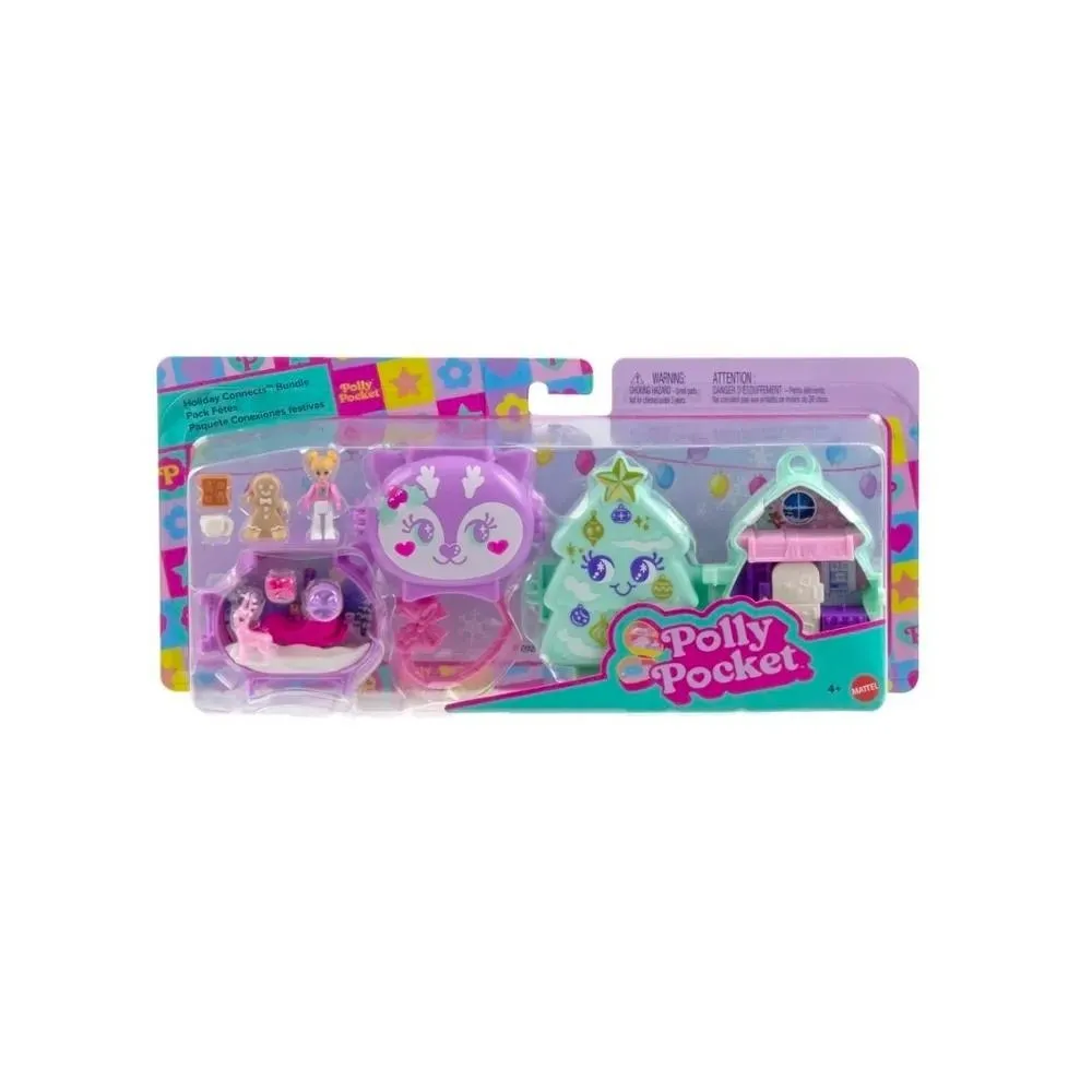 Polly Pocket świąteczny zestaw kompaktowy 2-pak – dwa kolorowe pudełeczka na białym tle