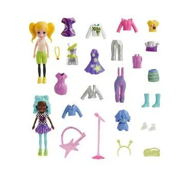 Polly Pocket zestaw modowy z dwoma lalkami i kolorowymi akcesoriami