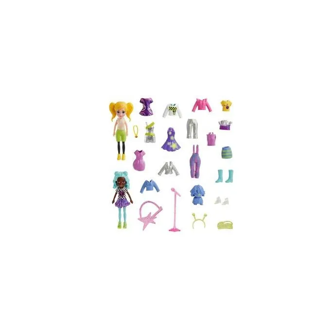 Polly Pocket zestaw modowy z dwoma lalkami i kolorowymi akcesoriami