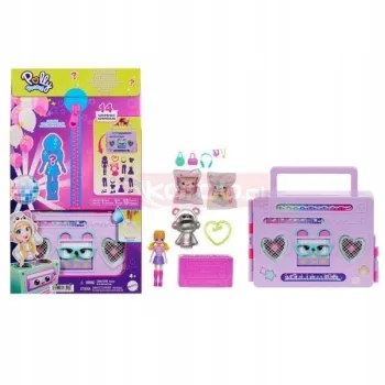 kolorowy zestaw Polly Pocket Imprezowa moda HRD65 z rozkładanym boomboxem