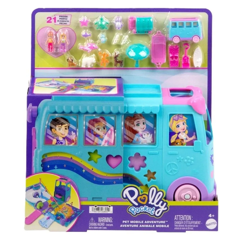 Polly Pocket podróżny van kamper w wersji rozłożonej z akcesoriami