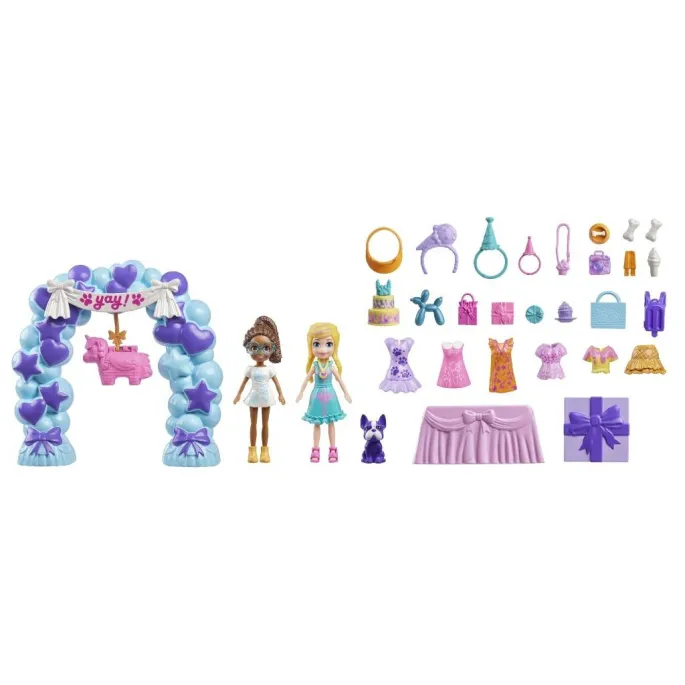 Polly Pocket Przyjęcie urodzinowe – widok kompaktowego zestawu z akcesoriami