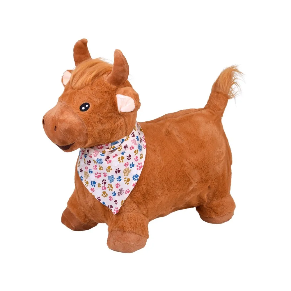 pompowany skoczek byk w apaszce brązowy na białym tle