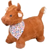 pompowany skoczek byk w apaszce brązowy na białym tle