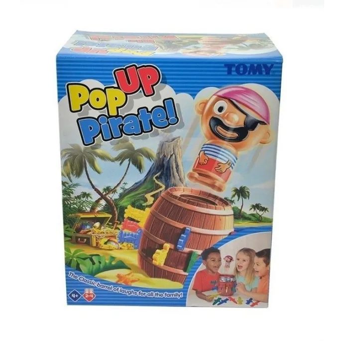 Gra Pop Up Pirate! TOMY z piratem w beczce oraz kolorowymi mieczami