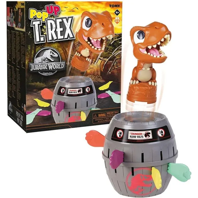 Figurka Pop Up T-Rex Jurassic World TOMY stojąca na podstawie