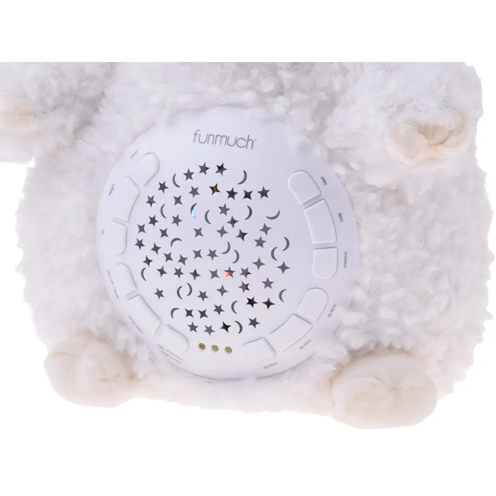 pluszowa owieczka z motywem księżyców i gwiazdek