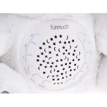 widoczne przyciski sterujące na pluszowym misiu projektorze