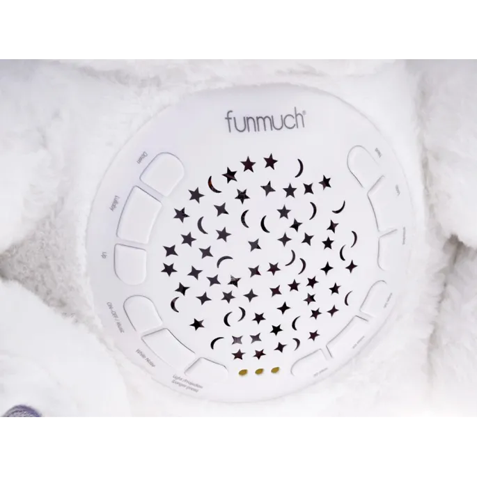 widoczne przyciski sterujące na pluszowym misiu projektorze