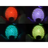 maskotka słonik prezentująca różne kolory projekcji światła