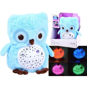 Sowa projektor z miękkiego materiału na łóżku dziecięcym