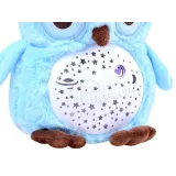 Miękka sowa z projektorem przy delikatnym świetle nocnym