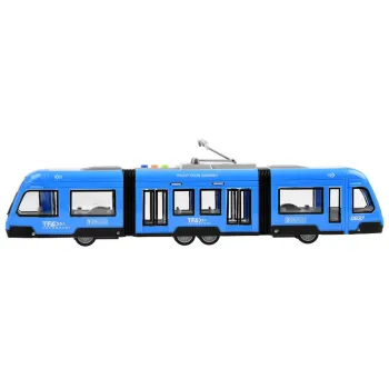 Widok otwieranych drzwi tramwaju podczas zabawy tematycznej