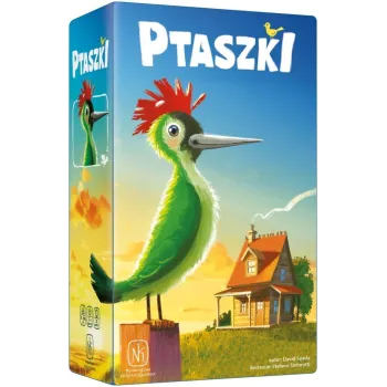 Gra karciana Ptaszki z kolorowymi figurkami ptaków na tle kart