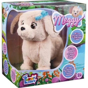 Interaktywny piesek Labrador Meggy stojący na białym tle