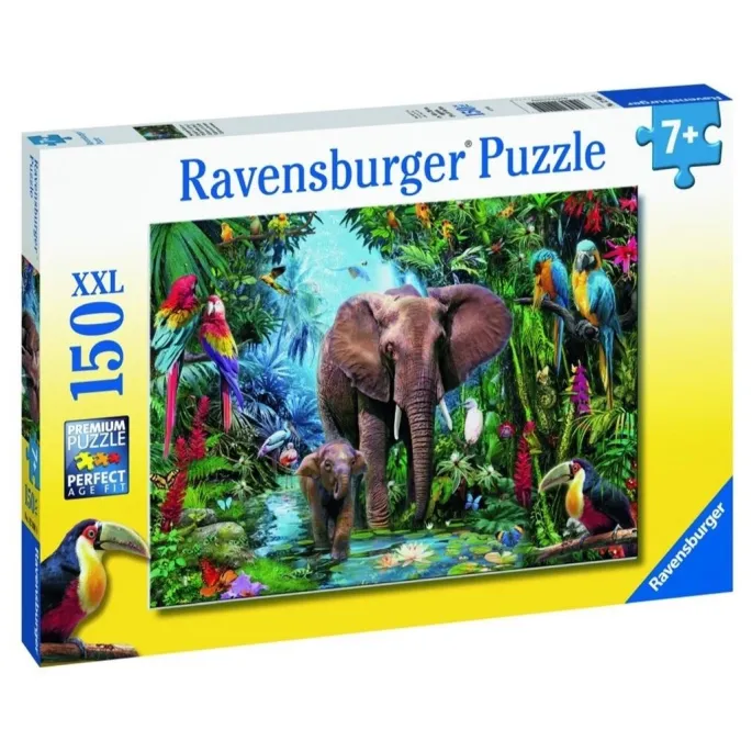 puzzle 150 elementów z motywem słoni w egzotycznej dżungli w dużym formacie