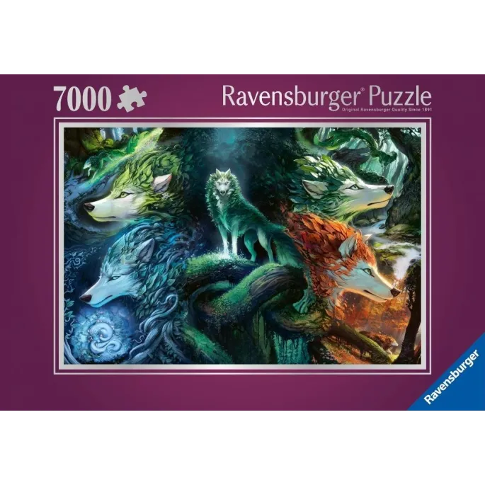 Puzzle 2D Wilki 7000 elementów z motywem szczegółowej ilustracji wilków