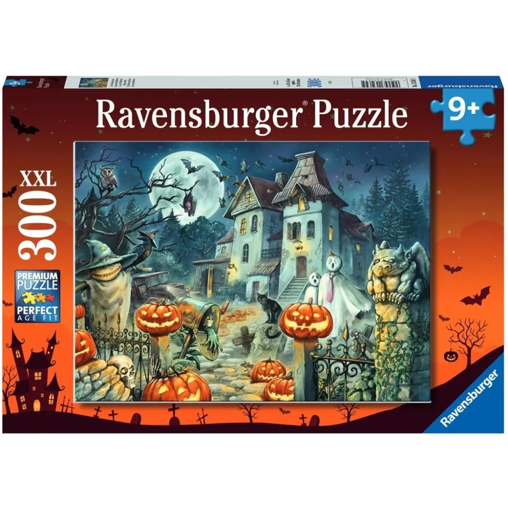 Puzzle 300 elementów z motywem Halloween ułożone na stole