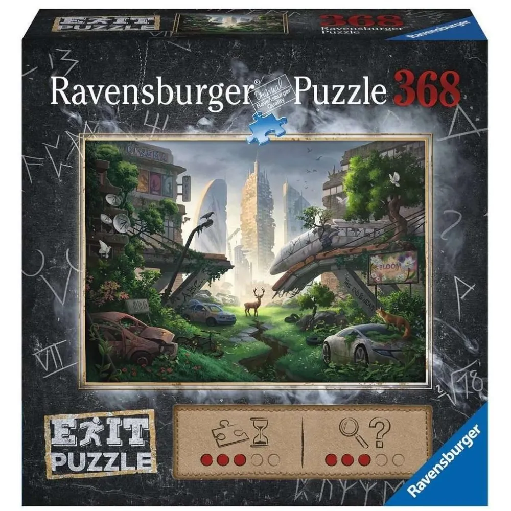 Puzzle EXIT Opustoszałe miasto – widok całego ułożonego obrazka z detalami miasta