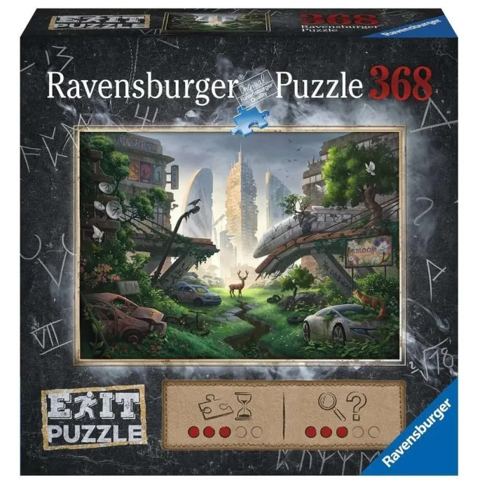 Puzzle EXIT Opustoszałe miasto – widok całego ułożonego obrazka z detalami miasta