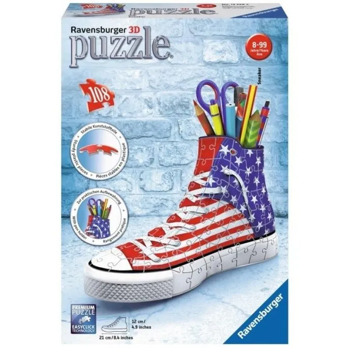 Trójwymiarowy model trampka amerykańskiego złożony z puzzli 3D