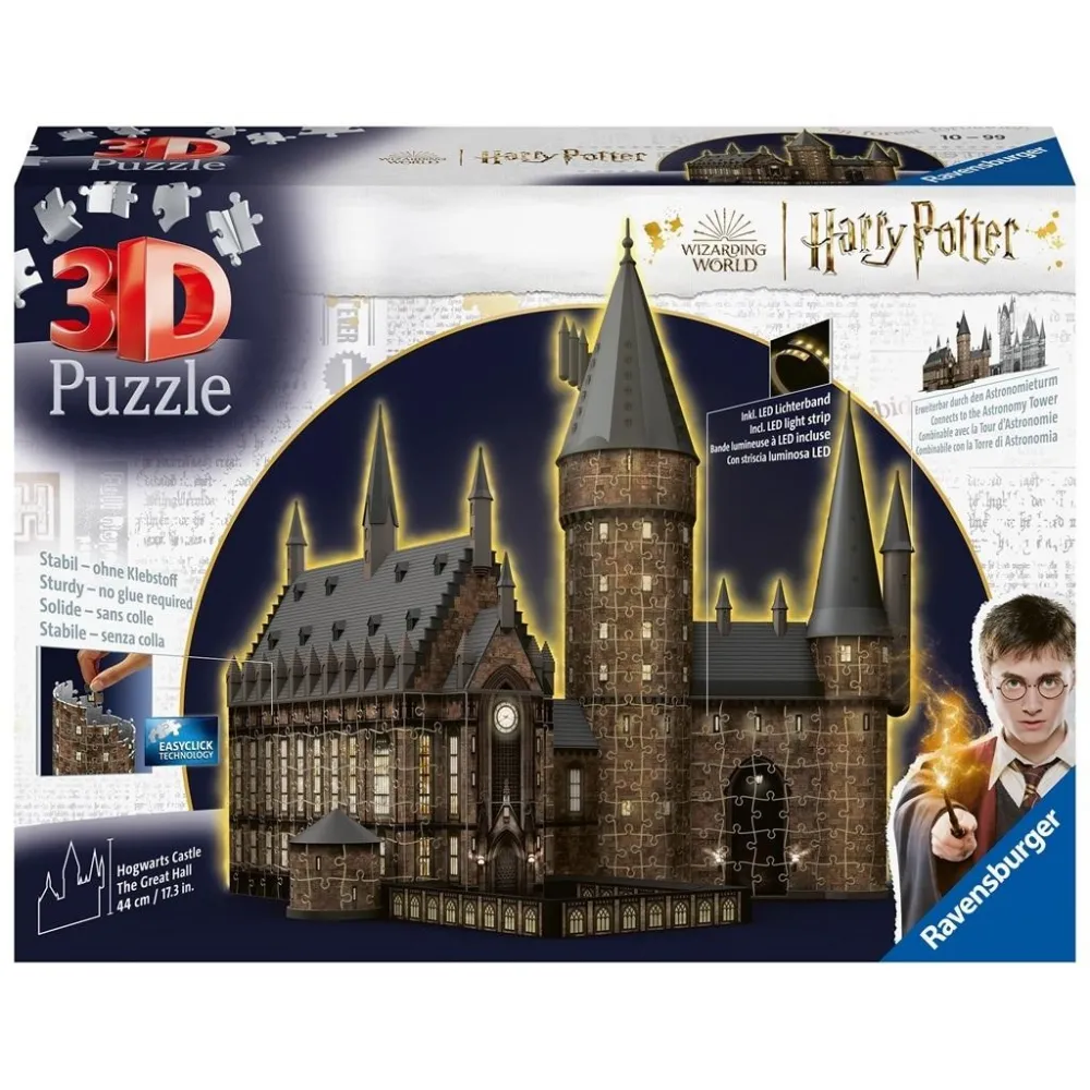 Trójwymiarowe puzzle Zamek Hogwarts z widocznymi detalami konstrukcji