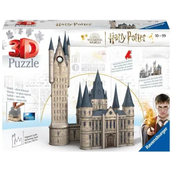 Puzzle 3D przedstawiające Wieżę Astronomiczną Zamku Hogwarts na białym tle
