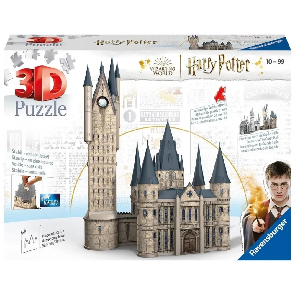 Puzzle 3D przedstawiające Wieżę Astronomiczną Zamku Hogwarts na białym tle