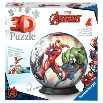 Puzzle 3D 72 elementów z motywem Marvel Avengers w formie kuli na podstawce