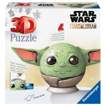Kula 3D z motywem Grogu z uniwersum Star Wars, złożona z puzzli