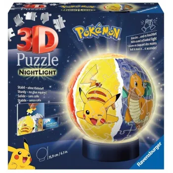trójwymiarowa świecąca kula z motywem pokemon i podstawką