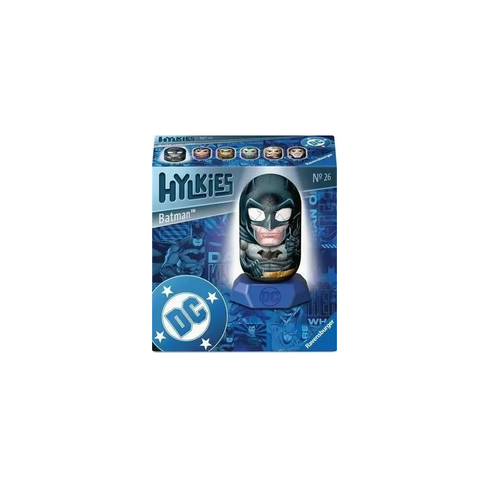 Trójwymiarowa figurka Batmana złożona z puzzli na podstawce